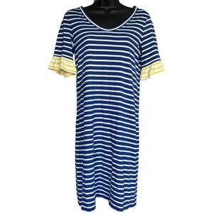 Boden Imogen Jersey Striped Dress Sz 2r Navy Nautical Lagenlook Seersucker‎